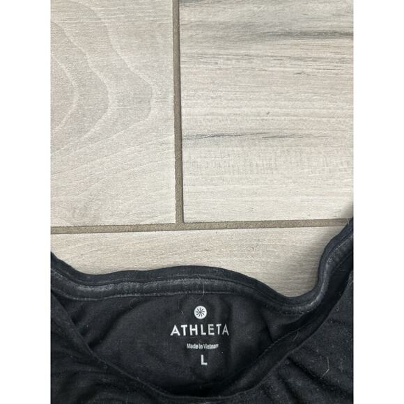 Athleta Burnout Tee Black Size L Short Sleeve High-Low Boxy Oversized Shirt - Picture 2 of 3